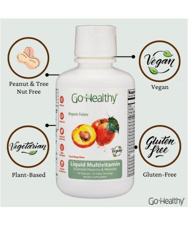 Go Healthy Multivitamin - Vegan Liquid Immune Support Supplement with Organic Folate, Vitamins & Minerals - 32 Servings - Buy Online on GoSupps.com