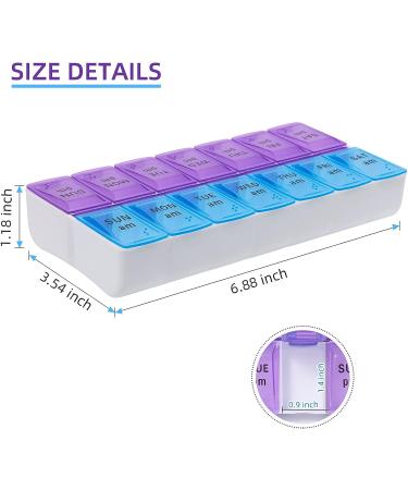 Large 2 Times a Day Weekly Pill Organizer in Blue-purple - AM PM Pill Box Case - 7 Day Pill Container - Buy Online on GoSupps.com