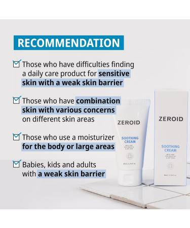 ZEROID Soothing Cream - Korean Dermocosmetic for Soothing & Calming Skin | 2.7 Fl Oz (80ml) - Buy Internationally - Buy Online on GoSupps.com