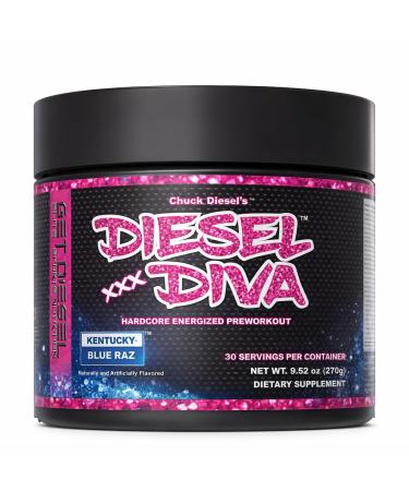 Diesel Diva Potent Preworkout for Women Clean Energy, Mental Focus, Endurance & Recovery Women Pre-Workout Powder for Gym, Cardio & Spin Class (Blue Raspberry)