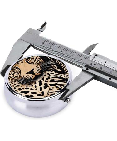 Leopard Pattern Mini Round Pill Box | 3 Compartment Pill Organizer for Travel Home & Office - Portable Medicine Case - Buy Online on GoSupps.com