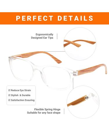 Shop EFE Wood Grain Reading Glasses Set (5 Pieces) - Stylish & Comfortable Spring Hinges for Men & Women (1.0 1.5 1.75 2.0 2.5 3.0) - Buy Online on GoSupps.com