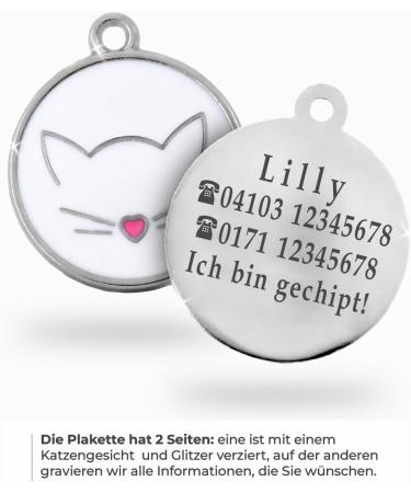 Personalized Ibera Cat Gifts | Engraved Name Collar & Address Tag for Medium to Large Cats - Round Shape White - Buy Online on GoSupps.com