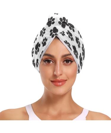 Black Graffiti Paw Dry Hair Cap Set - Quick Drying Towel & Button Headband | Super Absorbent Soft & Comfortable - International Shipping Available - Buy Online on GoSupps.com