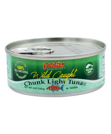 MW Polar All Natural CHUNK LIGHT TUNA in Water, Easy Open Can, Wild Caught, Sustainable Fishing, Dolphin Safe, Tender, No Preservatives/Residue, Gluten Free, Lean Protein, Kosher,5 Ounce (Pack of 12) Chunk Light Tuna 5 Ounce (Pack of 12) Easy Open