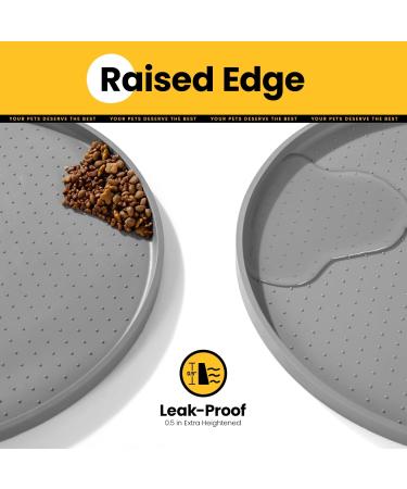 Conlun Gray Bowl Pad for Dogs & Cats - BPA-Free Silicone Mat with High Edges 81x51 cm - Spill-Resistant Feed & Water Mat - Buy Online on GoSupps.com