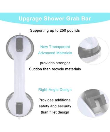 Harrianna Suction Bathroom Grab Rails 2 Pack(White-Gray) Bathroom Balance Bar-12 Inch Shower Handle Bar Offers Safe Grip with Strong Hold Suction Cup for Bathtubs and Showers Seniors Disabled Handicap Elderly Safety Grip Grab Assistance Product - Buy Online on GoSupps.com