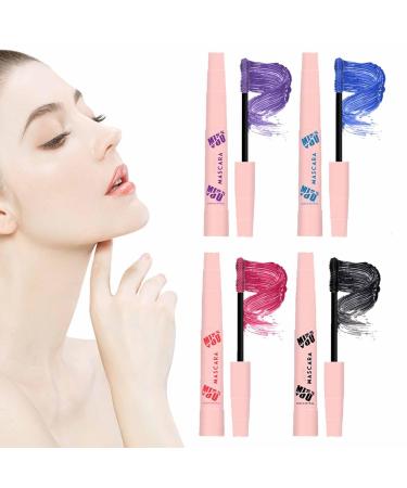 Color Mascara - 4 Colors Makeup Mascara Liquid for Lash Extensions and Volume - 11ml Easy to Use Lash Supplies for Longer Fuller Thicker Tougher Strengthening Lashes and Brows