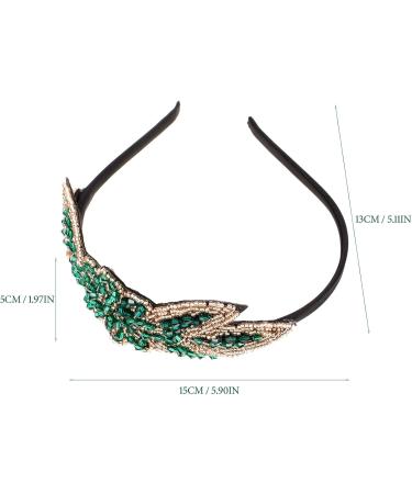 Lurrose Rhinestone Flapper Headband Beads Flower Hair Hoop Vintage Headband for Wedding Tea Party (Green) - Buy Online on GoSupps.com