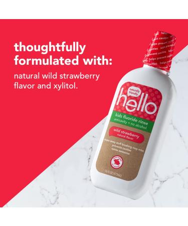 Hello Kids Wild Strawberry Natural Flavor Anticavity Fluoride Rinse - Vegan  Alcohol Free  and SLS Free Mouthwash for Children Age 2 and Up - 16 Ounce (Pack of 3) 3 pack rinse - Buy Online on GoSupps.com