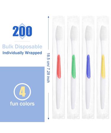 Honeydak 200 Disposable Toothbrushes | Individually Wrapped Soft Bristle Multicolor Travel Toothbrushes for Hotels | Ideal for International Shipping - Buy Online on GoSupps.com
