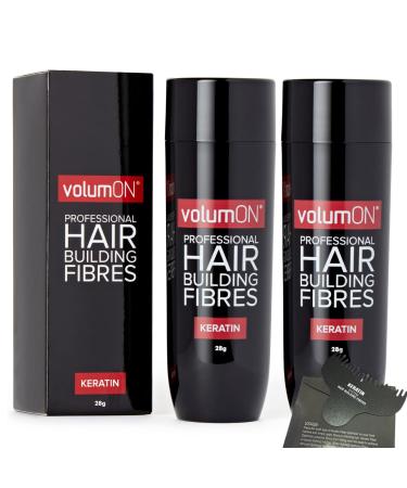 VOLUMON Keratin Hair Building Fibers for Thinning Hair - Instantly Conceal Thinning Areas for Fuller Hair - For Men & Women 28g x 2 + Hairline Optimizer