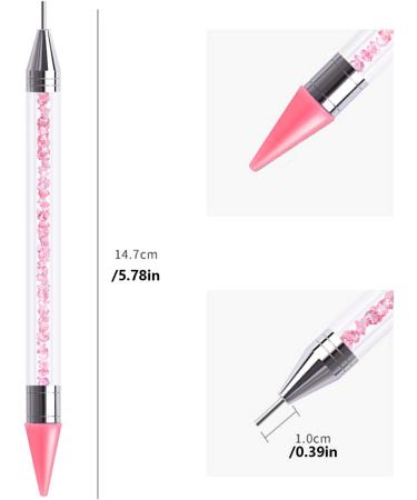 2 Pieces Dual-Ended Rhinestone Picker Dotting Pen Dual-Ended Nail Rhinestone Picker Wax Tip Pencil Pickr Wax Pencil Pen Crystal Beads Handle Tool Manicure Nail Art DIY Decoration Tool Pink - Buy Online on GoSupps.com
