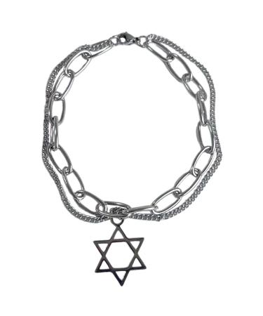 Oralgo's double-lying star-trailer bracelet modern adjustable length bracelet wrist jewelry pendant bangle suitable for parties stainless steel