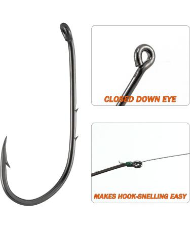 Dr.Fish 100 Pack Baitholder Fishing Hooks - High Carbon Steel Black Nickel, Down-Turned Eye, Surf Fishing Bass Crawler Harness #8-100 Pack - Buy Online on GoSupps.com
