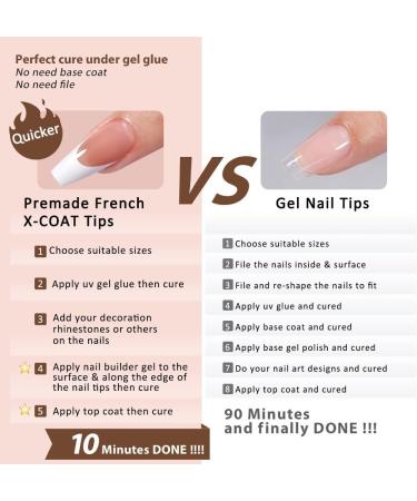 Elegant French Manicure French False Nails Different Sizes Natural Nail Art Tips and Accessories - Buy Online on GoSupps.com
