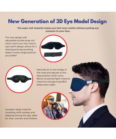 3D Sleep Mask for Side Sleepers - Complete Blackout Adjustable Eyelash Friendly | Best Eye Masks for Travel Meditation & Healthy Sleep - Buy Online on GoSupps.com
