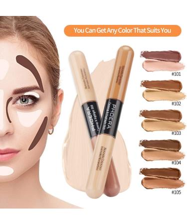 PHOERA Concealer 2-in-1 Dual Use Concealer Anti-Dark Circles & Contouring Makeup Long-Lasting Concealer Professional Face Makeup (101#Tauoe/Lvory) - Buy Online on GoSupps.com