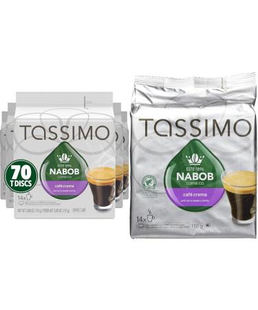 Tassimo Nabob Caf Crema Coffee Single Serve T-Discs 110g (5 Boxes of 14 T-Discs) & Nabob Caf Crema Coffee Single Serve T-Discs 110g Coffee + Nabob Caf Crema Coffee
