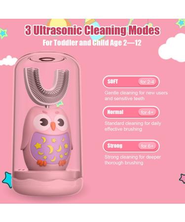 Kids Electric U-Shaped Automatic Toothbrush | 3 Brushing Heads & Cup | IPX7 Waterproof | Best Gift for Kids 2-12 | Pink - Buy Online on GoSupps.com