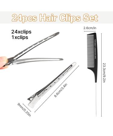 Enebill 24-Piece Alligator Hair Clips - Silver Hair Clamps & Combs for Women & Girls - Essential Hairdressing Tools - Buy Online on GoSupps.com
