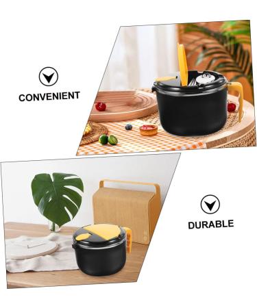 Zerodeko Instant Noodle Bowl Salad Bowl Ramen Soup Bowl with Tableware Insulated Bowl Stainless Steel Gaiwan Black 18.5X14.5CM - Buy Online on GoSupps.com