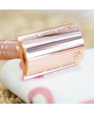 Bamboozy Safety Razor Starter Kit - Zero Waste Double Edge Wet Razor for Women - Includes Shaving Soap & 20 Blades - Eco-Friendly Rose Gold Aluminum - Buy Online on GoSupps.com