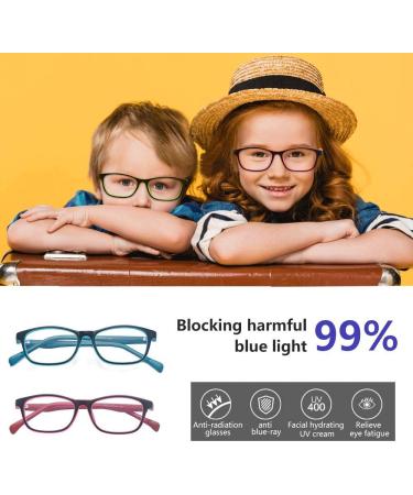 ALWAYSUV Blue Light Blocking Glasses for Kids & Teens - Square Red Frames | Anti Blue Ray Computer Gaming Glasses - Buy Online on GoSupps.com