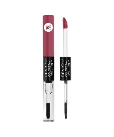 Liquid Lipstick with Clear Lip Gloss by Revlon  ColorStay Face Makeup  Overtime Lipcolor  Dual Ended with Vitamin E in Pink  Unlimited Mulberry (220)  0.07 Oz 220 Unlimited Mulberry .07 Fl Oz