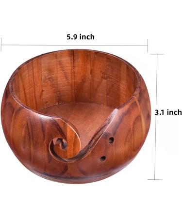 Wooden Yarn Bowl for Knitting and Crocheting - Yarn Storage Organizer with Holes - Mother's Gift Idea - 5.9 x 3.1 Inch - Buy Online on GoSupps.com