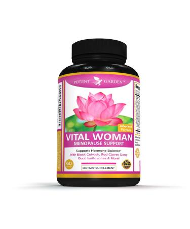 Potent Garden Natural Menopause Supplement for Women - Night Sweats Hot Flashes & Menopause Relief - Black Cohosh Red Clover Dong Quai & More - Support Estrogen & Hormone Balance (30 Day Supply)