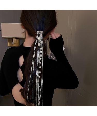 NICENEEDED Rhinestone Hair Chain Tassel Pearl Tassel Hair Extensions Chains with Clip Ponytail Multi Strand Clips Braids Pirate Head Chain Hair Accessories Jewelry for Women Girls Bridal Wedding - Buy Online on GoSupps.com