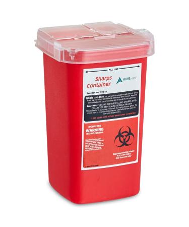 AdirMed Sharp Needle Disposal Container - 1 Quart - Ideal for Home, Clinic, Office, Barber Use - Buy Online on GoSupps.com