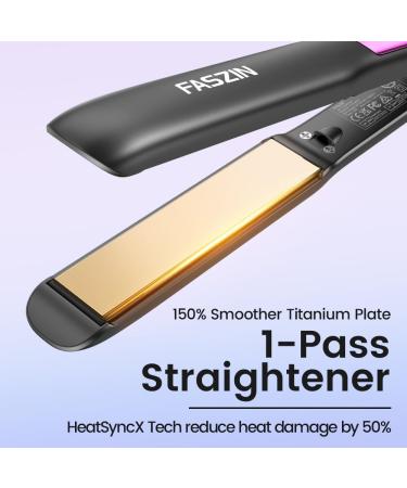 Professional Hair Straightener - 1.18" Ionic Titanium Flat Iron & Curler Fast Heat Up LED Display Gray - Buy Online on GoSupps.com