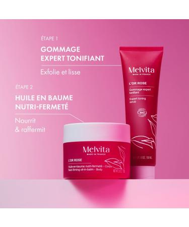 Melvita - Rose Gold Toning Expert Scrub - 99% Natural Firming Slimming Body Scrub - Certified Organic - Vegan Formula - Gently exfoliates firms and smoothes skin - Tube 150 ml - Buy Online on GoSupps.com