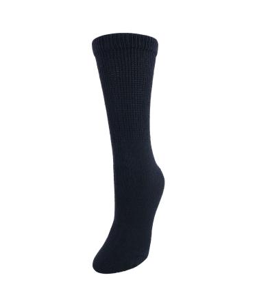 CTM Women's Cushioned Diabetic Crew Socks (3 Pair Pack) One Size Black
