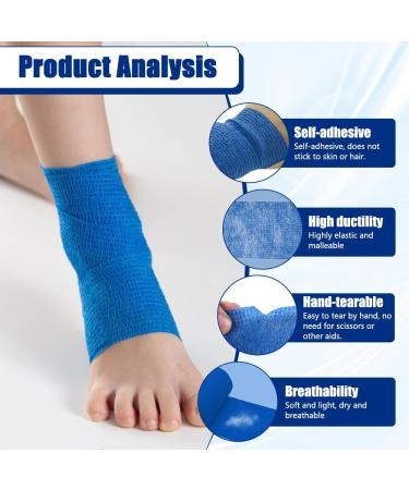 Zeieya Self-Adhesive Cohesive Bandage - 6 Rolls Elastic Bandage for Cats Dogs Horses & Humans - 7.5cm x 4.5m - Blue - Buy Online on GoSupps.com