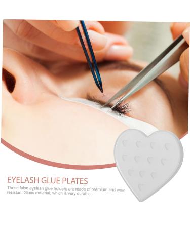 FOMIYES Eyelash Adhesive Station | Heart-Shaped Glass Glue Holder for Eyelash Extensions & Nail Art | 6.5x5.5cm Transparent Tray - Buy Online on GoSupps.com