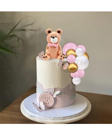 Mini Bear Cake Toppers - Gold, Pink, White Pearl Decorations for Baby Shower & Birthday Party - Teddy Bear Theme Supplies (Pink) - Buy Online on GoSupps.com