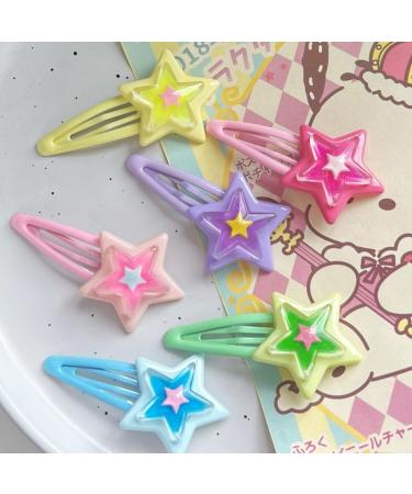 xbiez Girly Snap Clip Hairpin Y2K Girls Headdress Hair Accessories Delicate Star Color Block Mini Jelly Star Hairpin - Buy Online on GoSupps.com