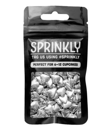 SPRINKLY - Tablet Hearts - Metallic Silver - 25g 25g Sample Packet Metallic Silver