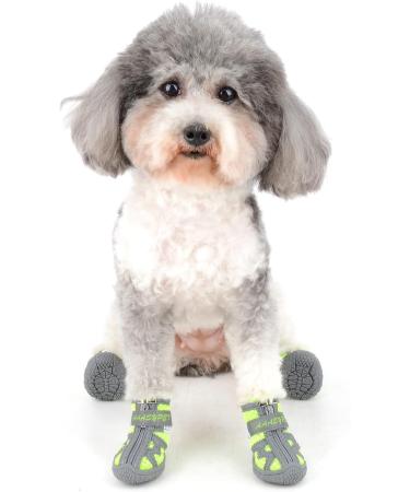 Zweitea Breathable Dog Shoes for Small Dogs - Reflective Adjustable Slip-proof Paw Protection Boots for Chihuahua - Green 3# (1.49x1.69) - Buy Online on GoSupps.com