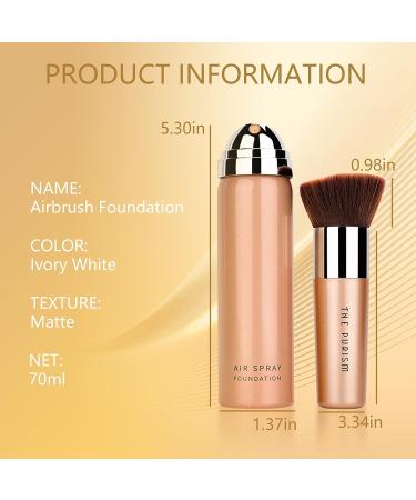 DAGEDA AirBrush Foundation Spray 2.36fl.oz (Ivory White) - Full Coverage Lightweight Liquid Foundation for Flawless Natural Finish - Long-Lasting Oil Control and Concealer with Makeup Brush - Buy Online on GoSupps.com