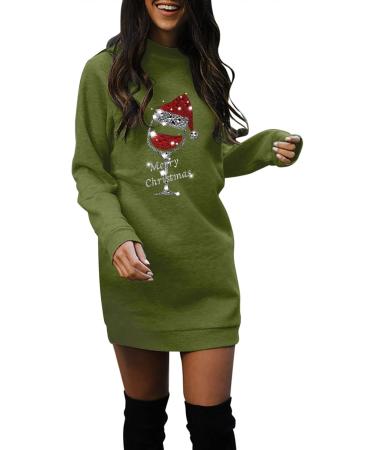 Hanxiulin Women's Christmas Hoodie Dress - Stylish Hooded Pullover Party Sweatshirt in Green - Size XL - Buy Online on GoSupps.com