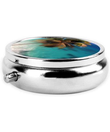 Caribbean Islands Round Pill Box - 3 Compartment Portable Organizer for Travel | Ideal Travel Pill Box - Buy Online on GoSupps.com