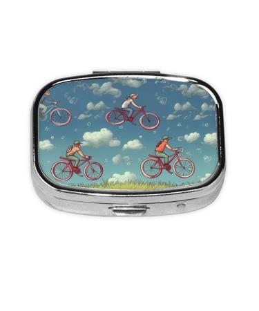 Bikes Bicycle Cycling Printed Square Pill Box Portable Travelling Pill Box Medicine Organiser
