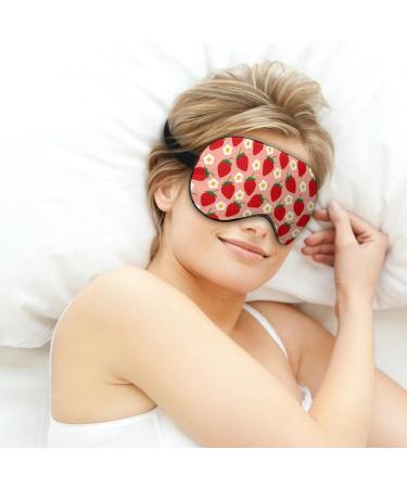 Buy Strawberry Fruit & Flowers Sleep Mask for Women | Adjustable Eye Shades with Elastic Strap - Perfect Sleep Accessories - Buy Online on GoSupps.com