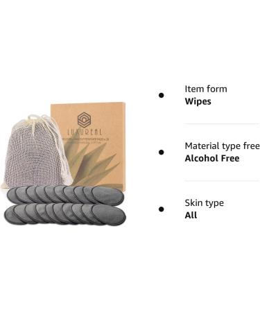 Luxureal Reusable Makeup Remover Pads 20 Packs Washable Bamboo Cotton Pads with Mesh Laundry Bag for All Skin Types - Buy Online on GoSupps.com