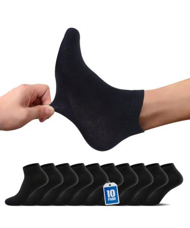 TUUHAW Sneaker Socks 10 Pairs Unisex Sports Socks Half Socks Running Socks Cotton Short Running Socks Breathable 43-46 10xBlack