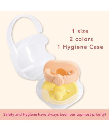 NatureBond Silicone Baby Pacifier with Hygiene Cover | Newborn 0-6 Months | Sunshine Yellow & Peach Puff - Buy Online on GoSupps.com